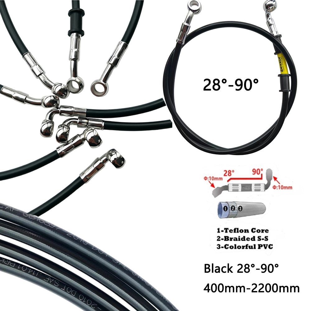 Motorcycle Brake Cable - Negro 28 ° -90 ° Manguera
